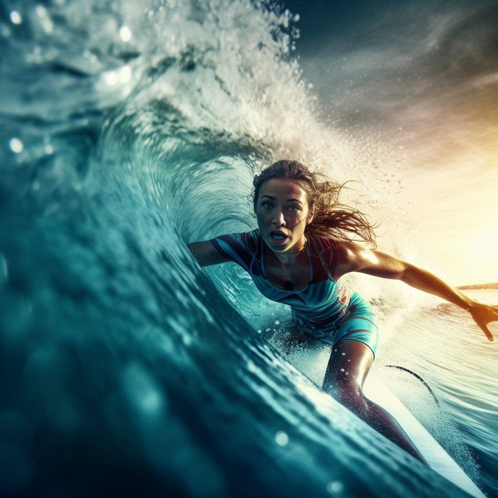 Ai image of surfing a girl Designing